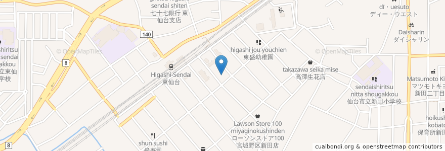 Mapa de ubicacion de Tsuruha Drug en Japan, Miyagi Prefecture, Sendai, Miyagino Ward.