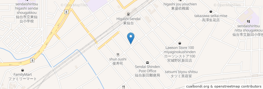 Mapa de ubicacion de ゆかり調剤薬局 en Giappone, 宮城県, 仙台市, 宮城野区.