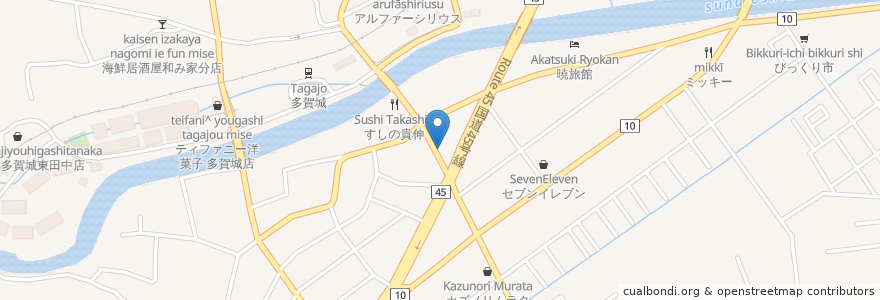 Mapa de ubicacion de 炭火焼肉さるしな en Japón, Prefectura De Miyagi, 多賀城市.