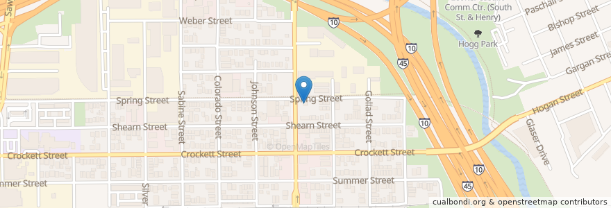 Mapa de ubicacion de Spring Street Beer and Wine Garden en 美利坚合众国/美利堅合眾國, 得克萨斯州 / 德克薩斯州 / 德薩斯州, 休斯敦, Harris County.