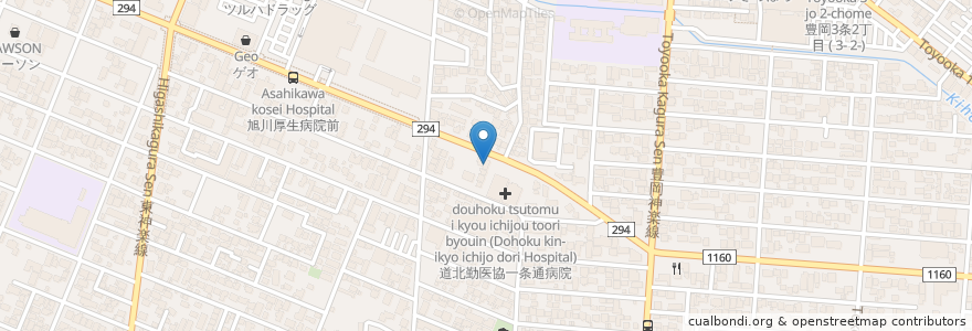 Mapa de ubicacion de よし乃本店 en 日本, 北海道, 上川総合振興局, 旭川市.