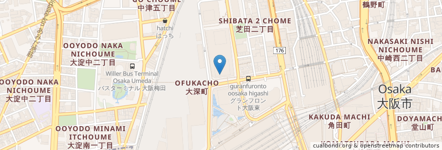 Mapa de ubicacion de インフュージョンクリニック en Japan, Osaka Prefecture, Osaka, Kita Ward.