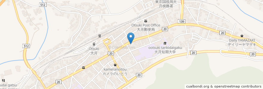 Mapa de ubicacion de 都留信用組合 en 日本, 山梨県, 大月市.
