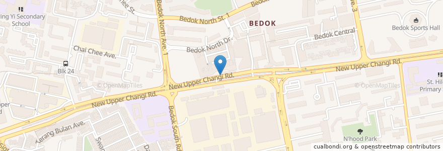 Mapa de ubicacion de Bedok Station en Singapore, Southeast.