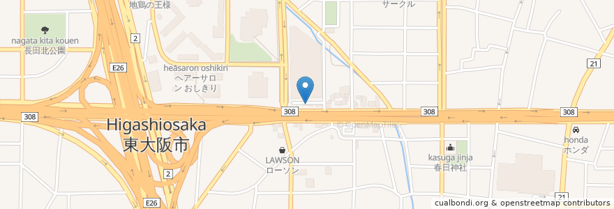 Mapa de ubicacion de 麺屋 TRY en Japan, Präfektur Osaka, 東大阪市.