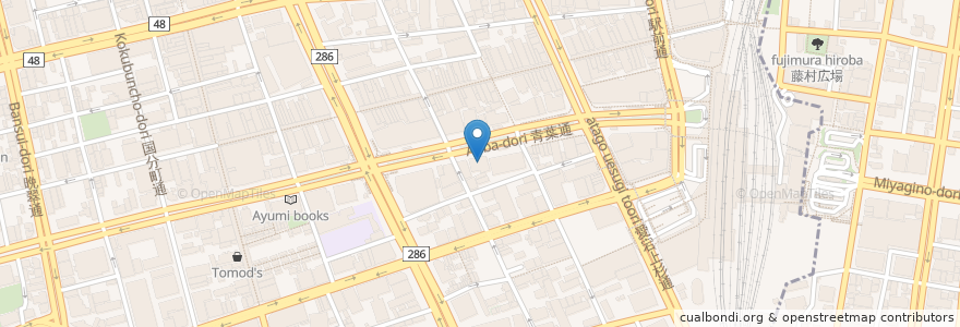 Mapa de ubicacion de 青森銀行 仙台支店 en Япония, Мияги, 仙台市, 青葉区.