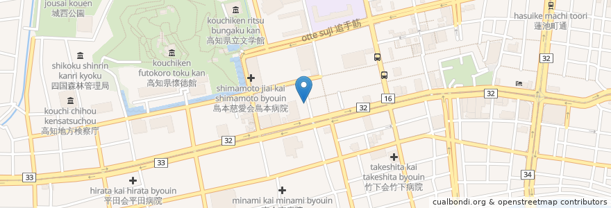 Mapa de ubicacion de スプーン en 日本, 高知县, 高知市.