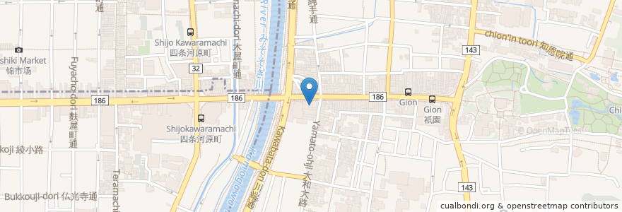 Mapa de ubicacion de 松乃鳗鱼饭 en Japonya, 京都府, 京都市, 東山区.