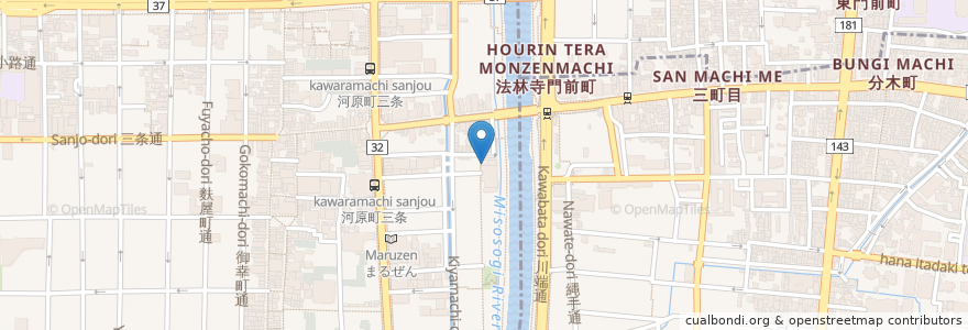 Mapa de ubicacion de 有喜屋 en 일본, 교토부, 京都市, 中京区.