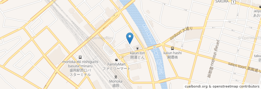 Mapa de ubicacion de ぼっちゃん en Japan, 岩手県, 盛岡市.