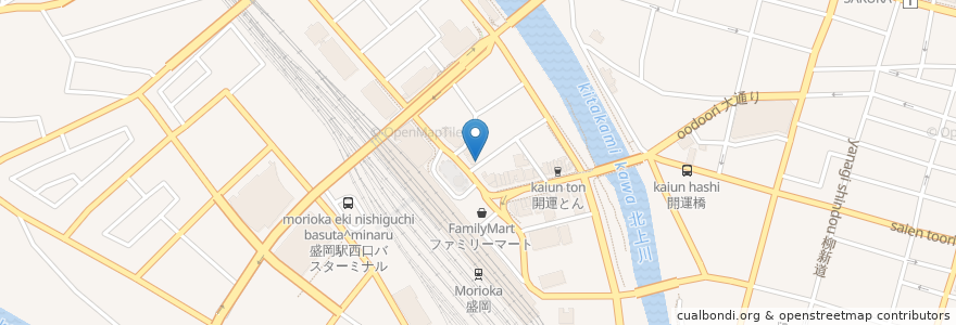 Mapa de ubicacion de あげ福 en 日本, 岩手県, 盛岡市.