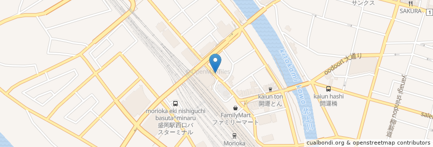 Mapa de ubicacion de うま舎 en 日本, 岩手県, 盛岡市.