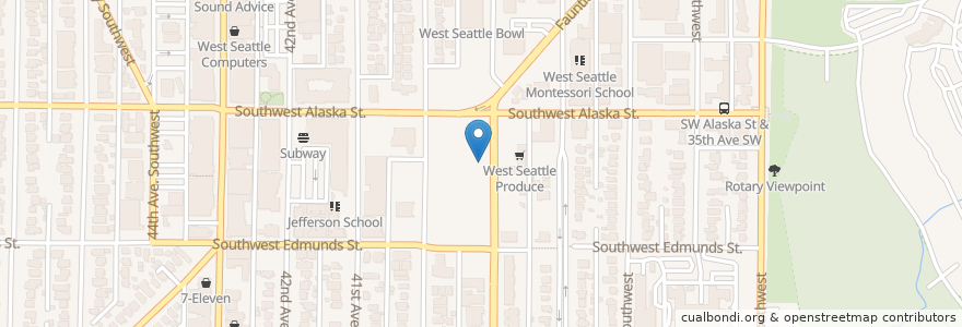 Mapa de ubicacion de MOD Pizza en Verenigde Staten, Washington, King County, Seattle.