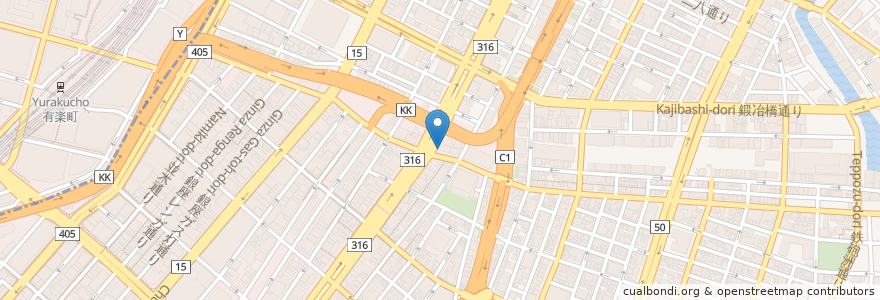 Mapa de ubicacion de 城南信用金庫 en 日本, 東京都, 中央区.