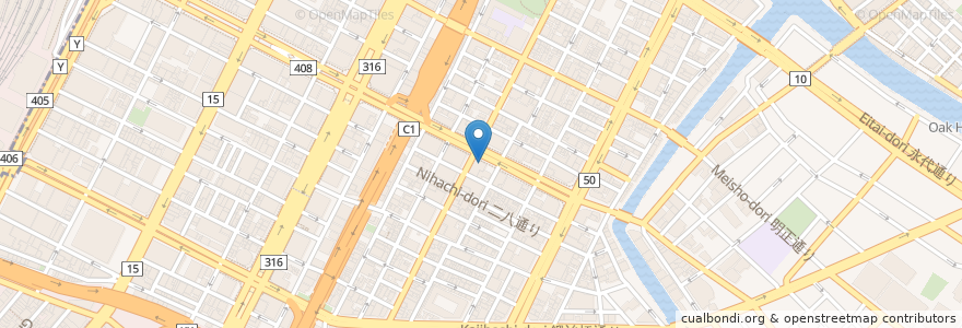 Mapa de ubicacion de 麺や　七菜 en Japon, Tokyo, 中央区.