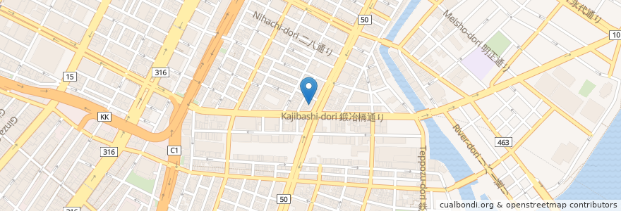 Mapa de ubicacion de 日高屋 en ژاپن, 東京都, 中央区.