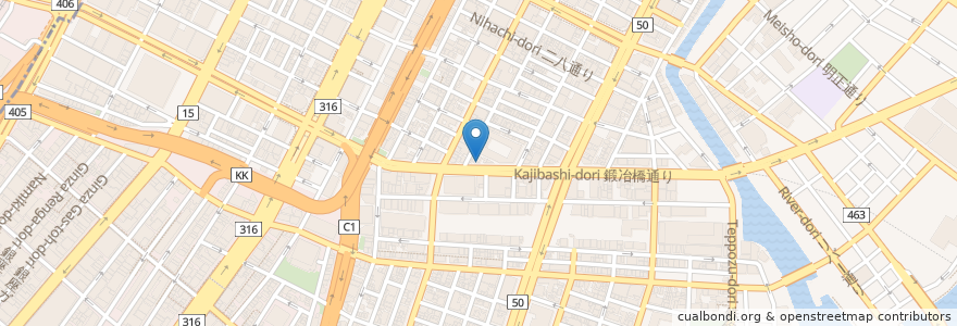 Mapa de ubicacion de そばDining すが en Japonya, 東京都, 中央区.