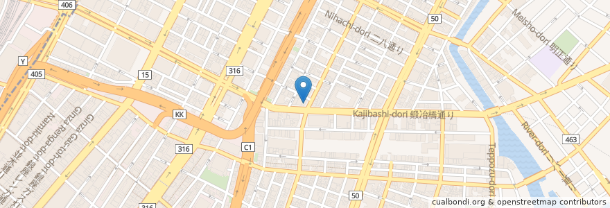 Mapa de ubicacion de そば処　桂庵 en Japonya, 東京都, 中央区.