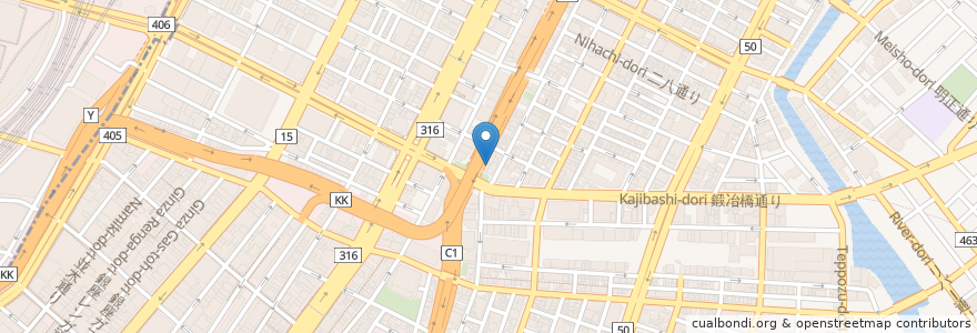 Mapa de ubicacion de こじまクリニック東京 en Japonya, 東京都, 中央区.