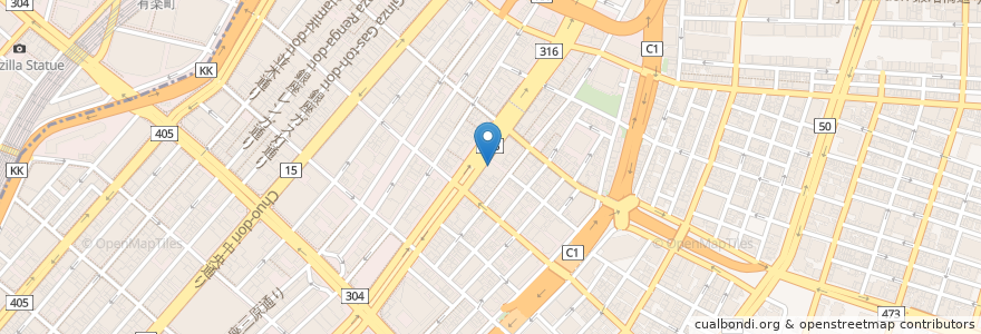 Mapa de ubicacion de SWAN CAFE en Japon, Tokyo, 中央区.