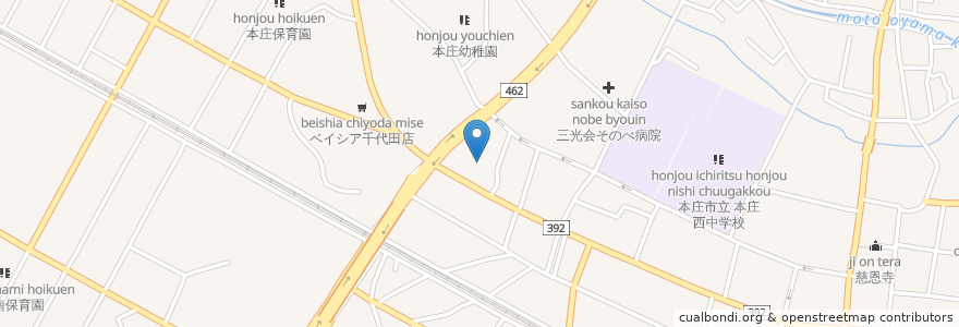 Mapa de ubicacion de 金鑚神社 en ژاپن, 埼玉県, 本庄市.
