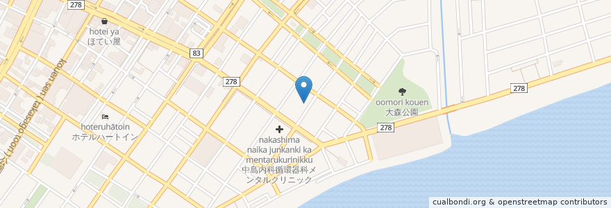 Mapa de ubicacion de はこだて;大森の湯 en 日本, 北海道, 渡岛综合振兴局, 函館市.
