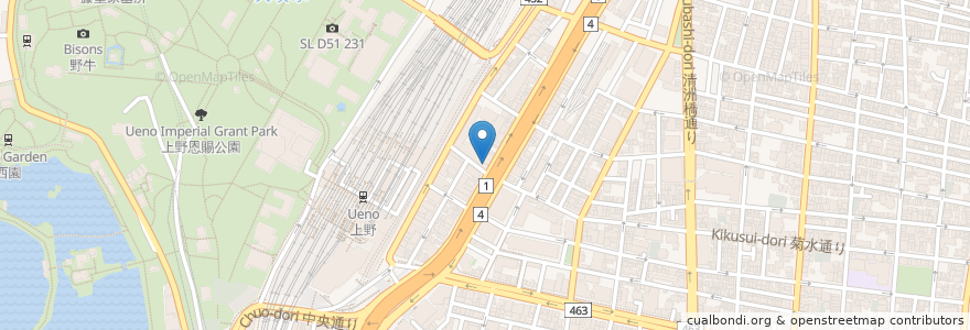 Mapa de ubicacion de 祥龍 刀削麺荘 en اليابان, 東京都, 台東区.