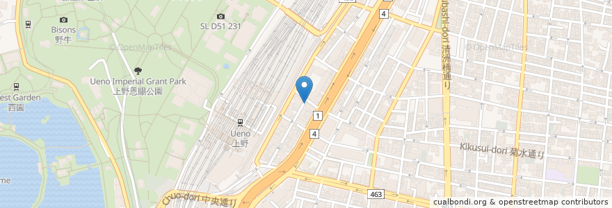 Mapa de ubicacion de 上野大勝軒 甲 en Japon, Tokyo, 台東区.