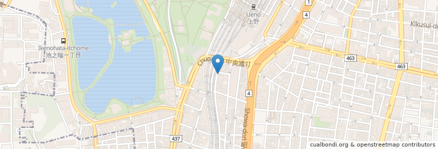 Mapa de ubicacion de 肉の街 en 日本, 東京都, 台東区.