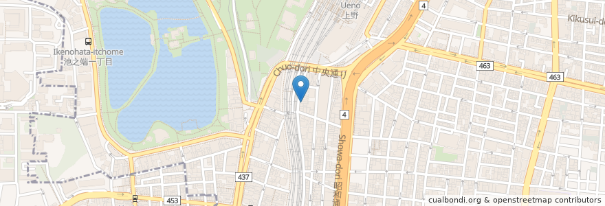 Mapa de ubicacion de しちりん炭火焼 鉄人 en Japan, Tokio, 台東区.