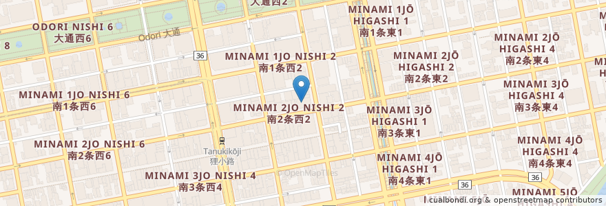 Mapa de ubicacion de シネマカフェ en Japón, Prefectura De Hokkaidō, 石狩振興局, Sapporo, 中央区.