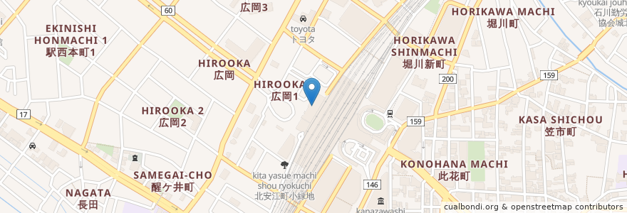 Mapa de ubicacion de 駅の蔵 en 日本, 石川県, 金沢市.