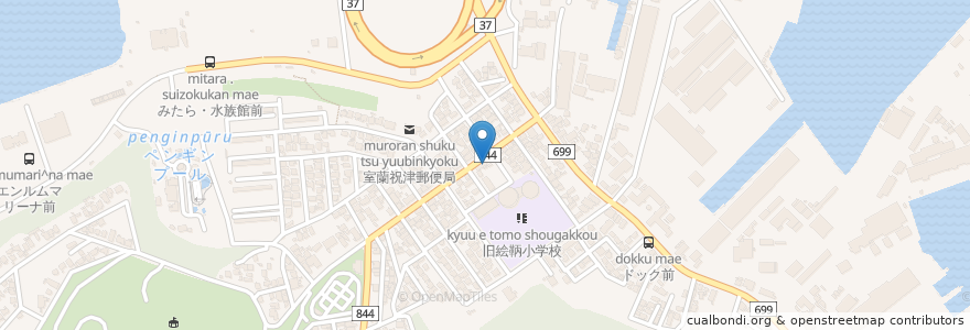 Mapa de ubicacion de 室蘭市消防団第一分団 en Japan, 北海道, 胆振総合振興局, 室蘭市.