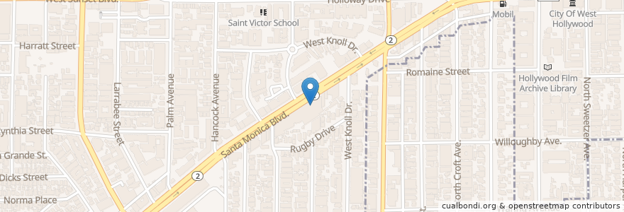 Mapa de ubicacion de Rawberri en United States, California, Los Angeles County, Los Angeles, West Hollywood.