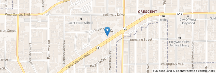 Mapa de ubicacion de West Knoll Pharmacy en Verenigde Staten, Californië, Los Angeles County, Los Angeles, West Hollywood.