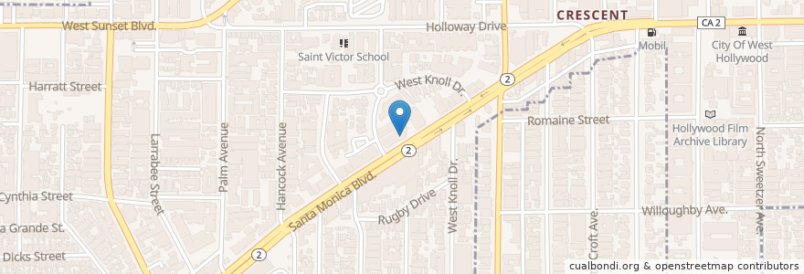 Mapa de ubicacion de The UPS Store en Estados Unidos Da América, Califórnia, Los Angeles County, Los Angeles, West Hollywood.