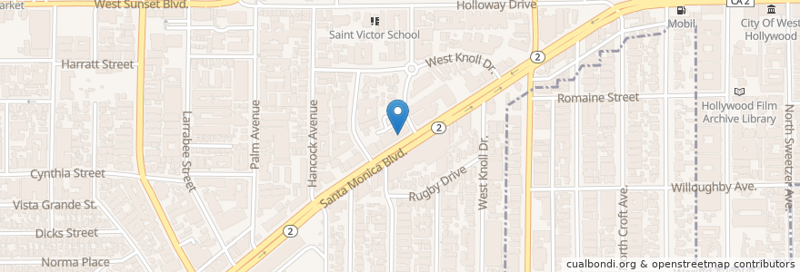 Mapa de ubicacion de CVS Pharmacy Specialty Center en アメリカ合衆国, カリフォルニア州, Los Angeles County, ロサンゼルス, West Hollywood.