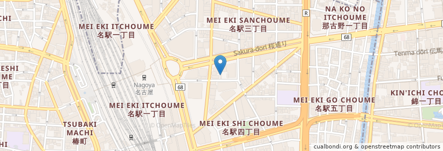 Mapa de ubicacion de 東北商店 en 日本, 愛知県, 名古屋市, 中村区.