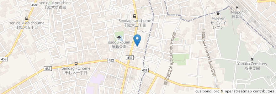 Mapa de ubicacion de 千駄木駅前駐輪場 en Япония, Токио, Бункё.