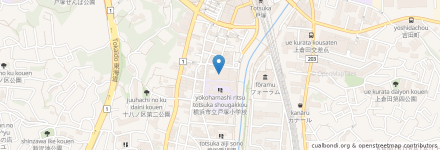 Mapa de ubicacion de 戸塚地区センター en 日本, 神奈川県, 横浜市, 戸塚区.