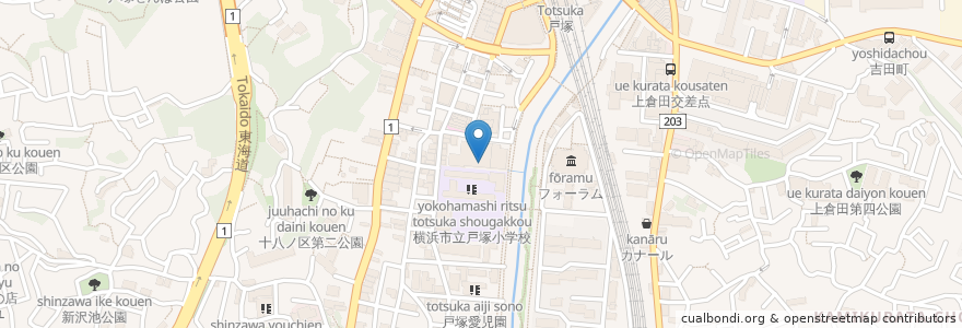 Mapa de ubicacion de 戸塚図書館 en Giappone, Prefettura Di Kanagawa, 横浜市, 戸塚区.