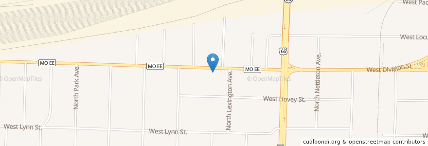 Mapa de ubicacion de Drunken Monkey Bar & Grill en アメリカ合衆国, ミズーリ州, Greene County, Springfield.
