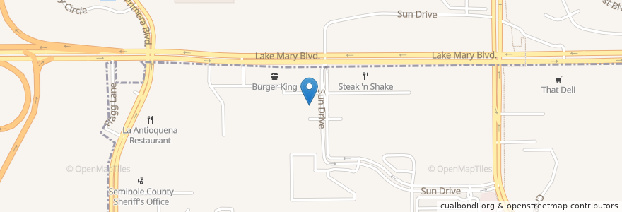 Mapa de ubicacion de Panera Bread en 미국, 플로리다주, Seminole County, Lake Mary.