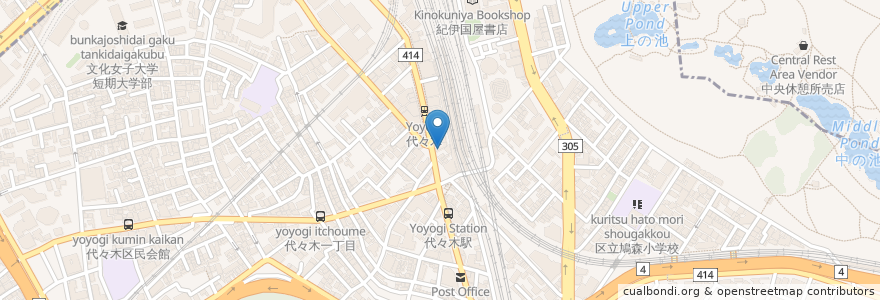 Mapa de ubicacion de きぬちゃん食堂 en 日本, 東京都, 新宿区, 渋谷区.