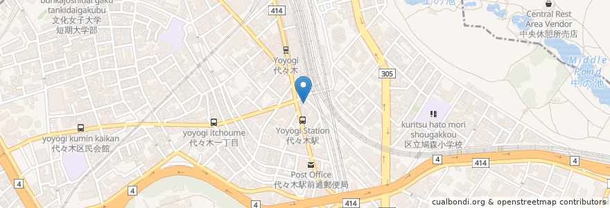 Mapa de ubicacion de ファーストキッチン en ژاپن, 東京都, 新宿区, 渋谷区.