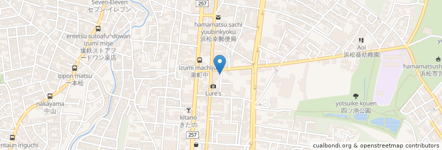 Mapa de ubicacion de カラオケ・トトロの森 en Japan, 静岡県, 浜松市, 中区.