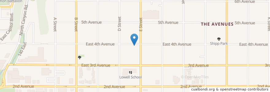 Mapa de ubicacion de Cafe Shambala en Estados Unidos De América, Utah, Salt Lake County, Salt Lake City.