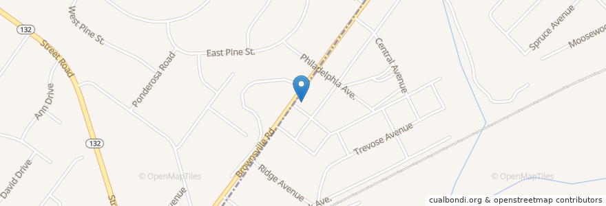 Mapa de ubicacion de Trevose United Methodist Church en 美利坚合众国/美利堅合眾國, 宾夕法尼亚 / 賓夕法尼亞州, Bucks County, Bensalem Township, Lower Southampton Township.