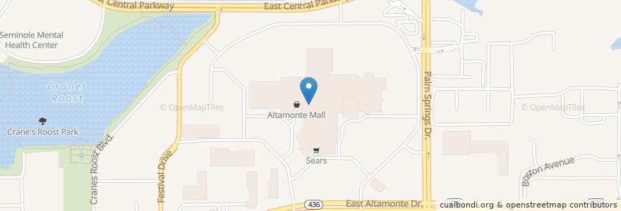 Mapa de ubicacion de Auntie Anne's en Amerika Birleşik Devletleri, Florida, Seminole County, Altamonte Springs.