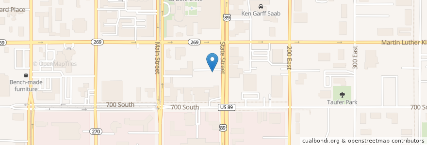 Mapa de ubicacion de The State Room en アメリカ合衆国, ユタ州, Salt Lake County, Salt Lake City.